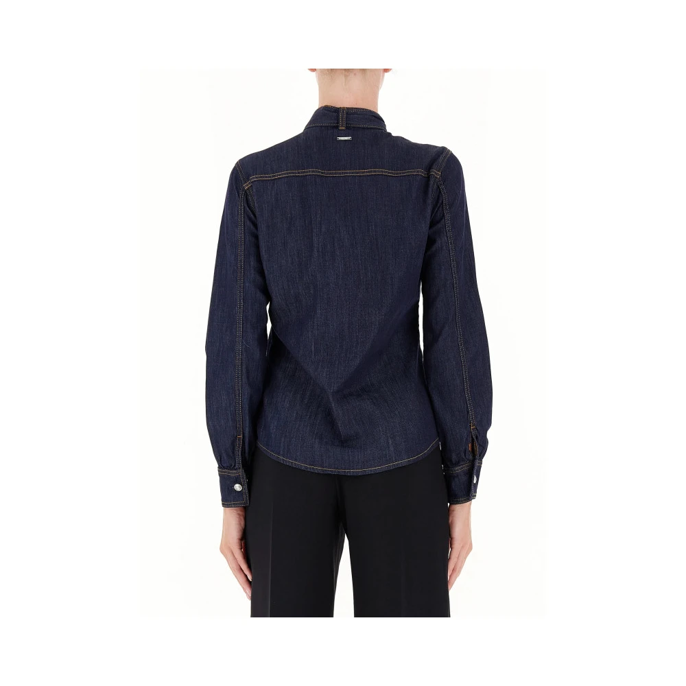 Liu Jo Denim blouse met strik Blue Dames