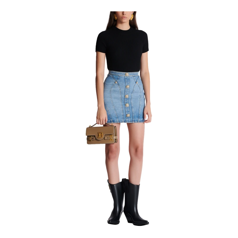 Balmain Geknoopte denim rok Blue Dames