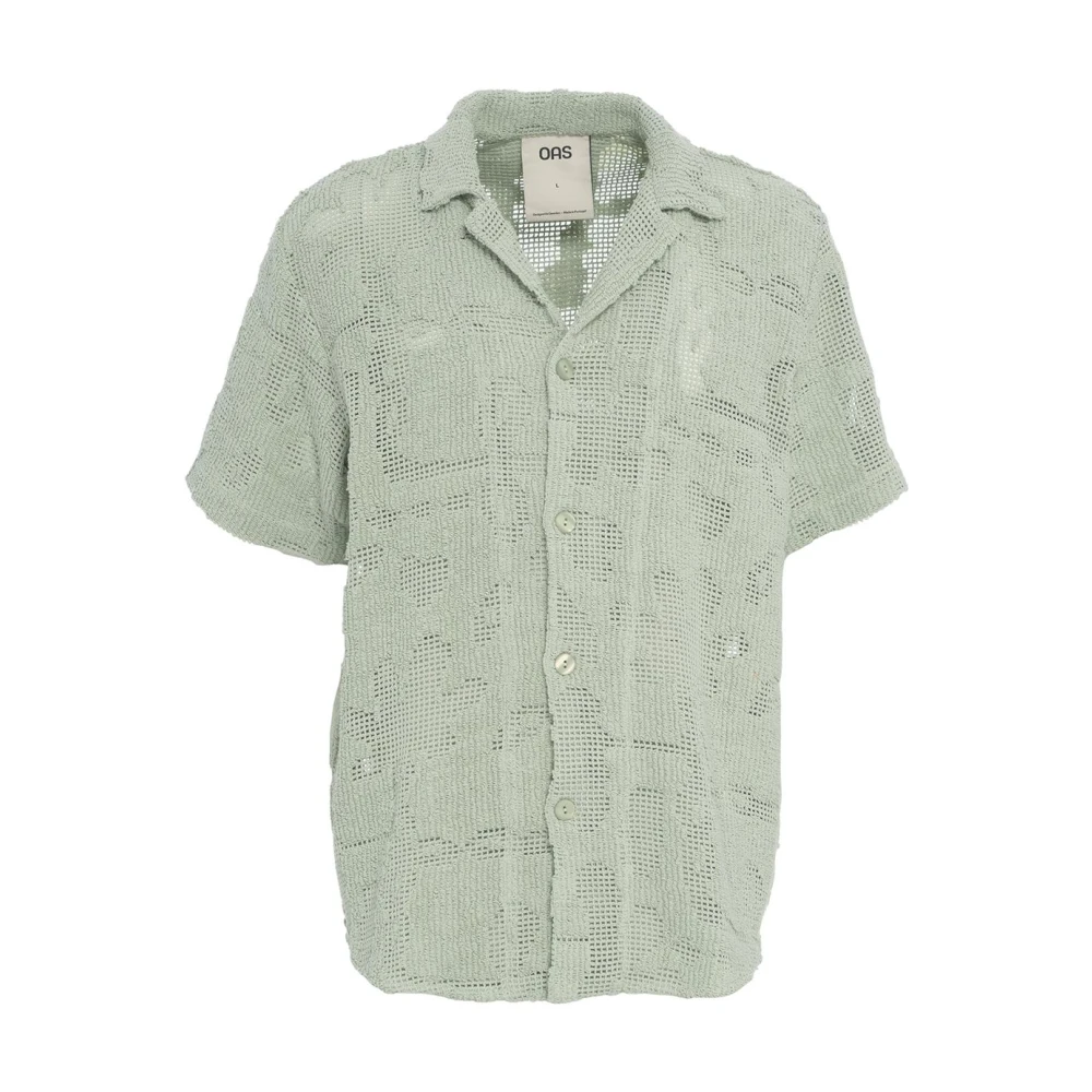 OAS Groen Gehaakt Overhemd Elegante Stijl Green Heren