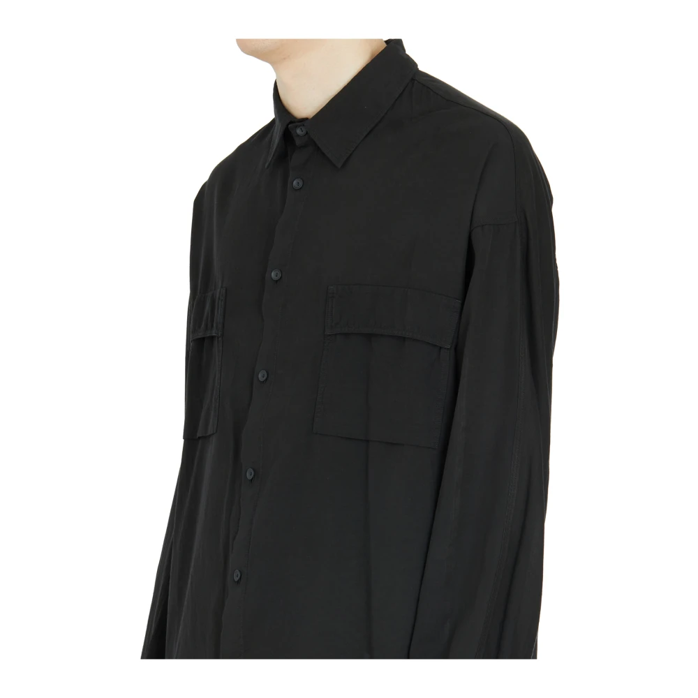 Andrea Ya aqov Oversized Cupro en Katoenen Shirt Black Heren