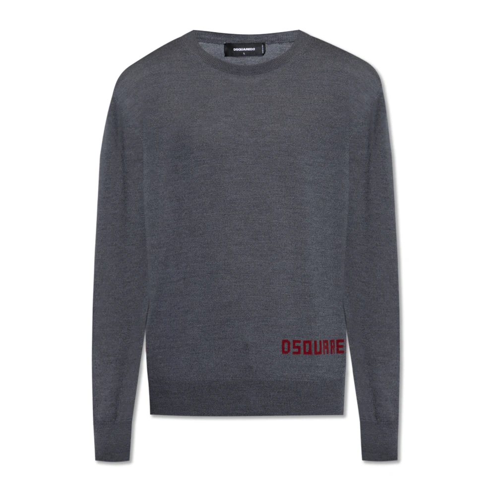 Dsquared2 Trui met logo en fluwelen afwerking Gray Heren