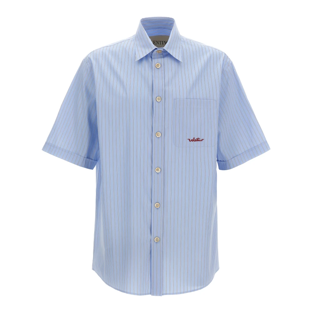 Valentino Garavani Men's Blue Vlogo Embroidery Shirt