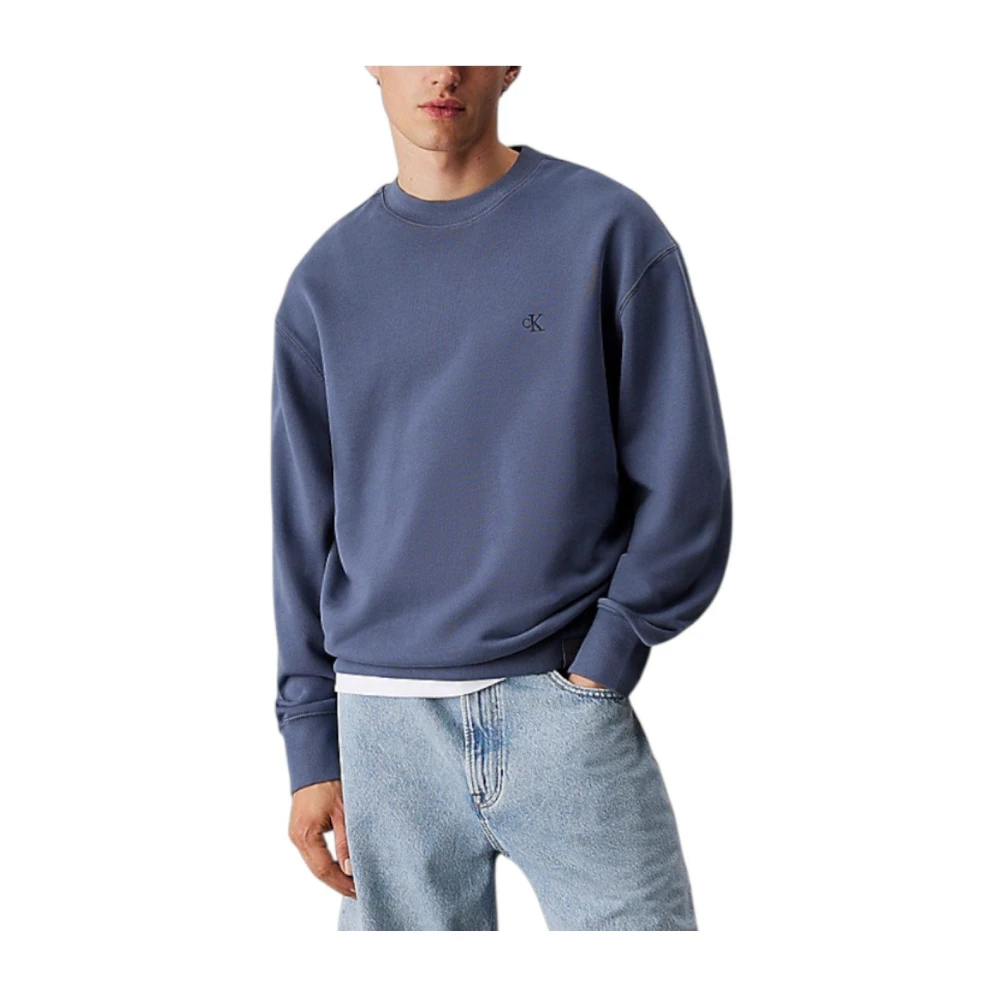 Calvin Klein Men's Blue French Terry Sweatshirt - Sweatshirts - 2XL - Sweatshirts & Hoodies