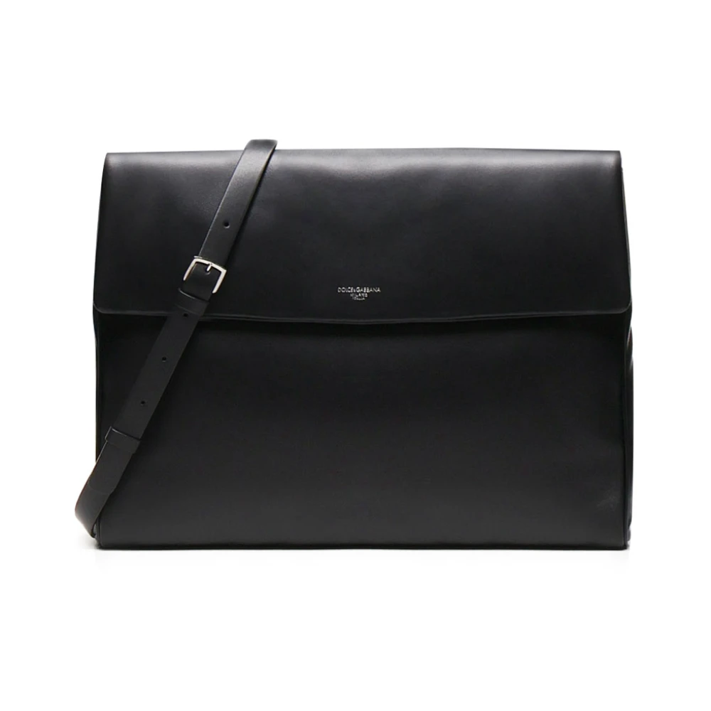Dolce & Gabbana Zwarte Schoudertas met Drukknop Black Heren