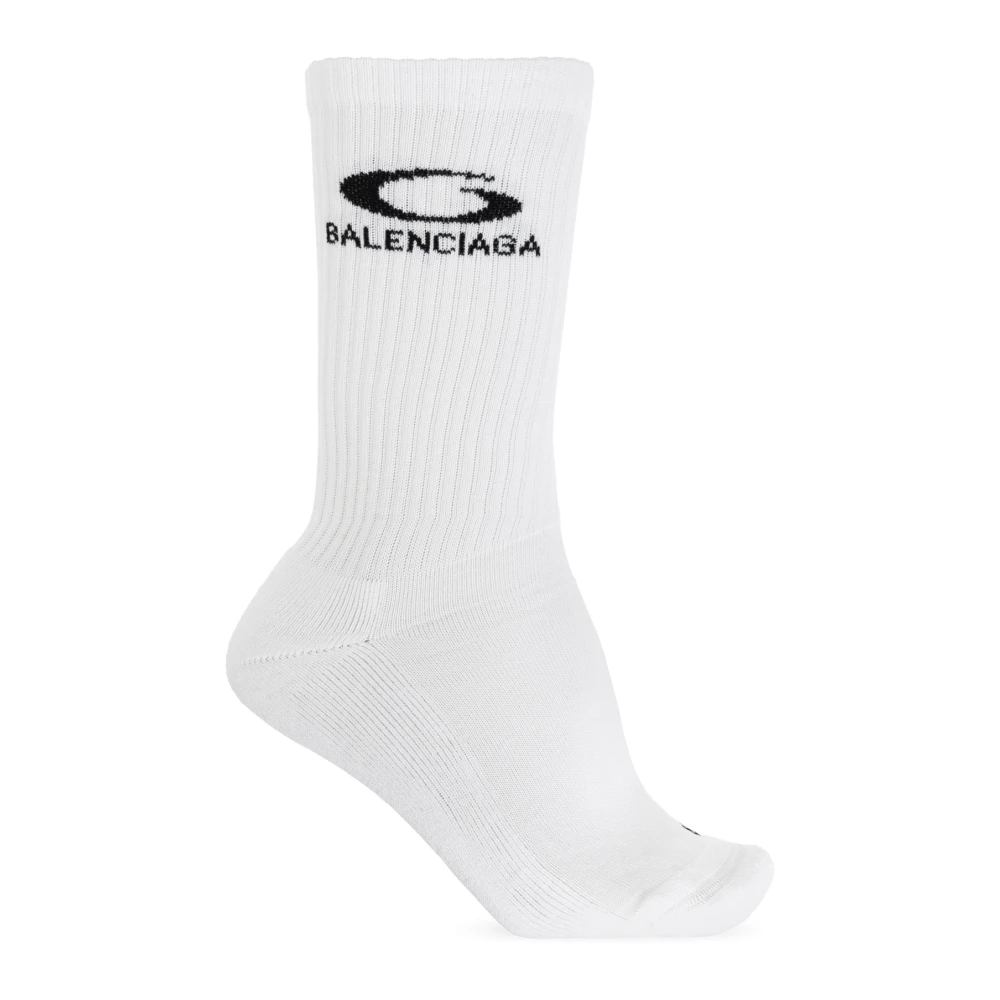 Balenciaga Sokken met geborduurd logo White Heren