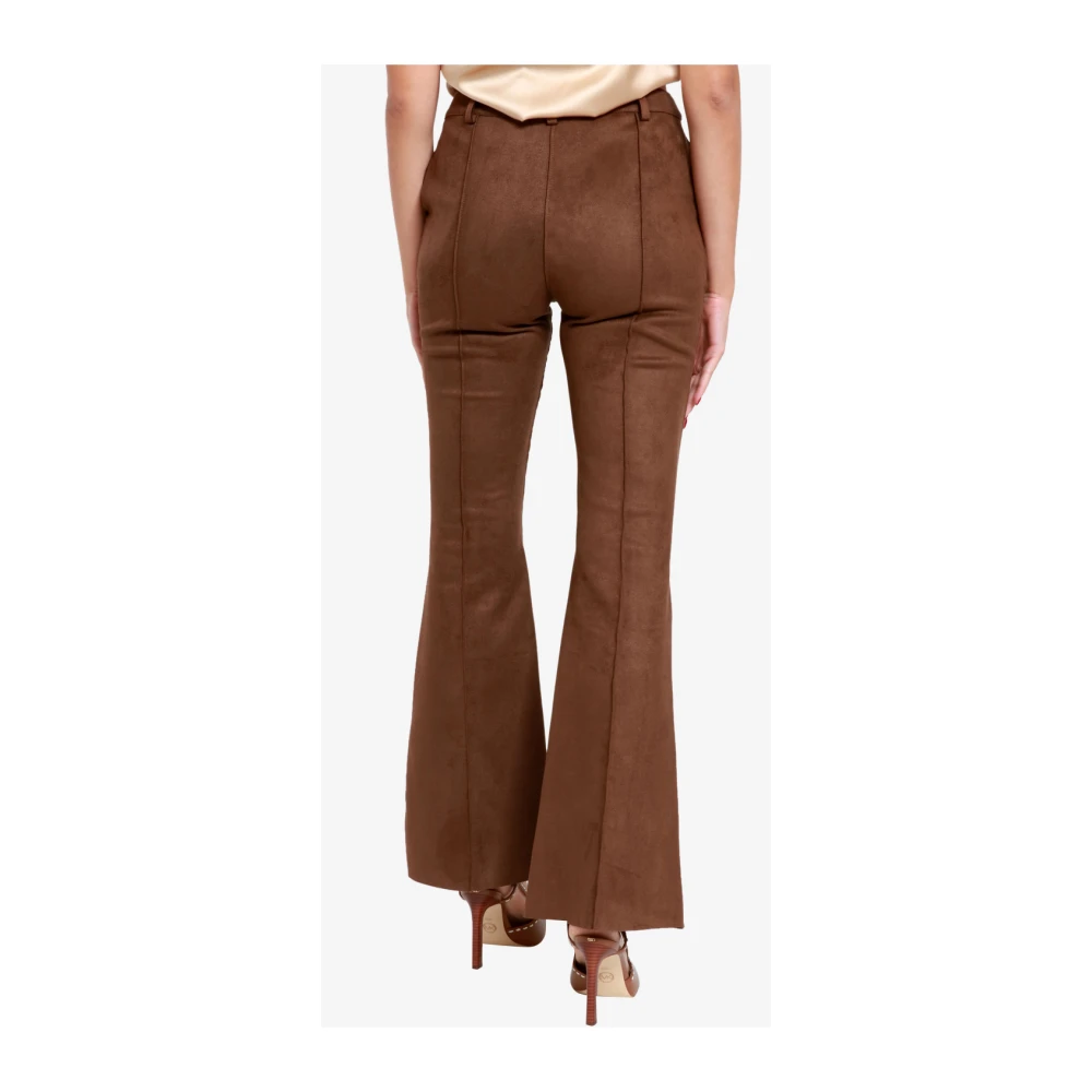 Pennyblack Bruine leren flared broek Brown Dames