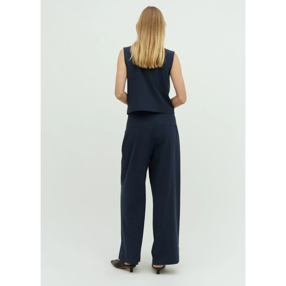 MbyM Navy Wrap Wide Leg Broek Emana Blue Dames