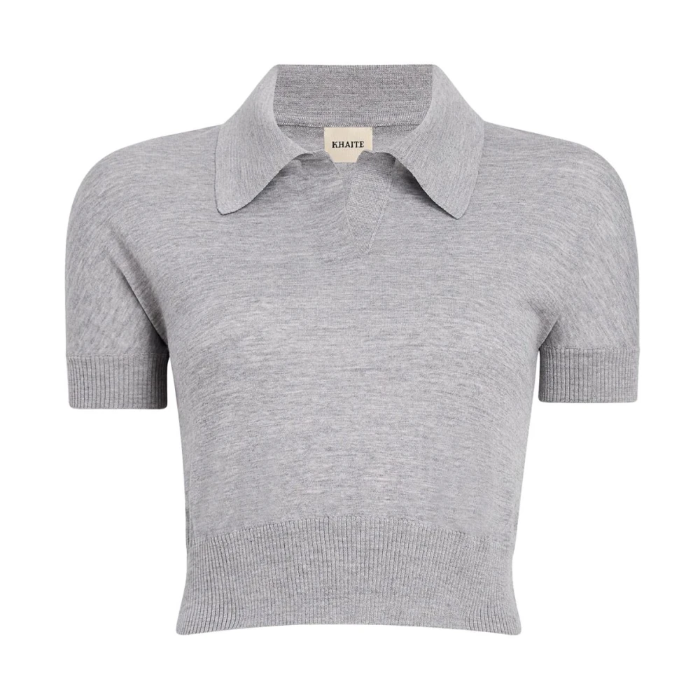 Khaite Lichtgrijze Gebreide Poloshirt Gray Dames