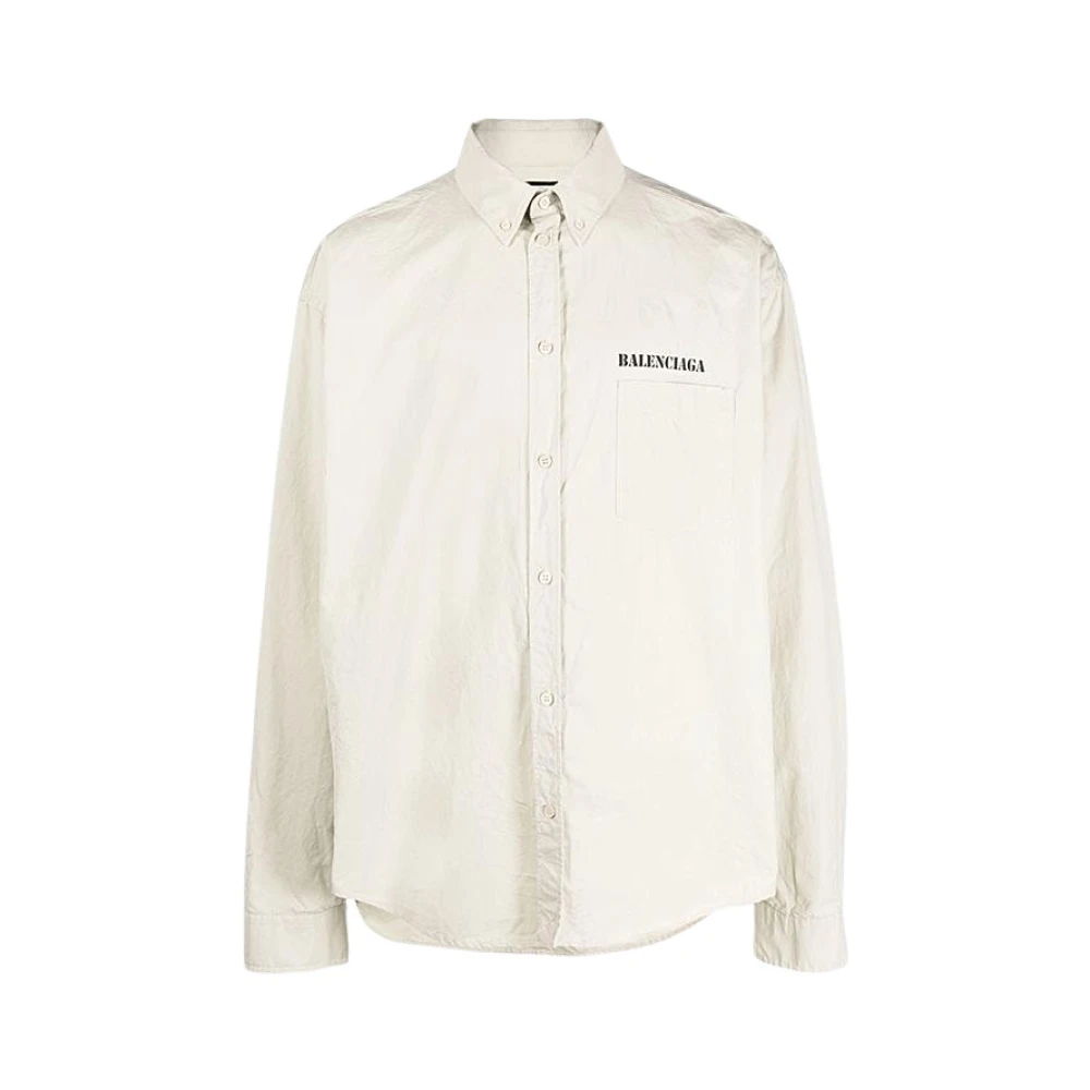 Balenciaga Cotton Poplin Oversized Shirt Beige Heren