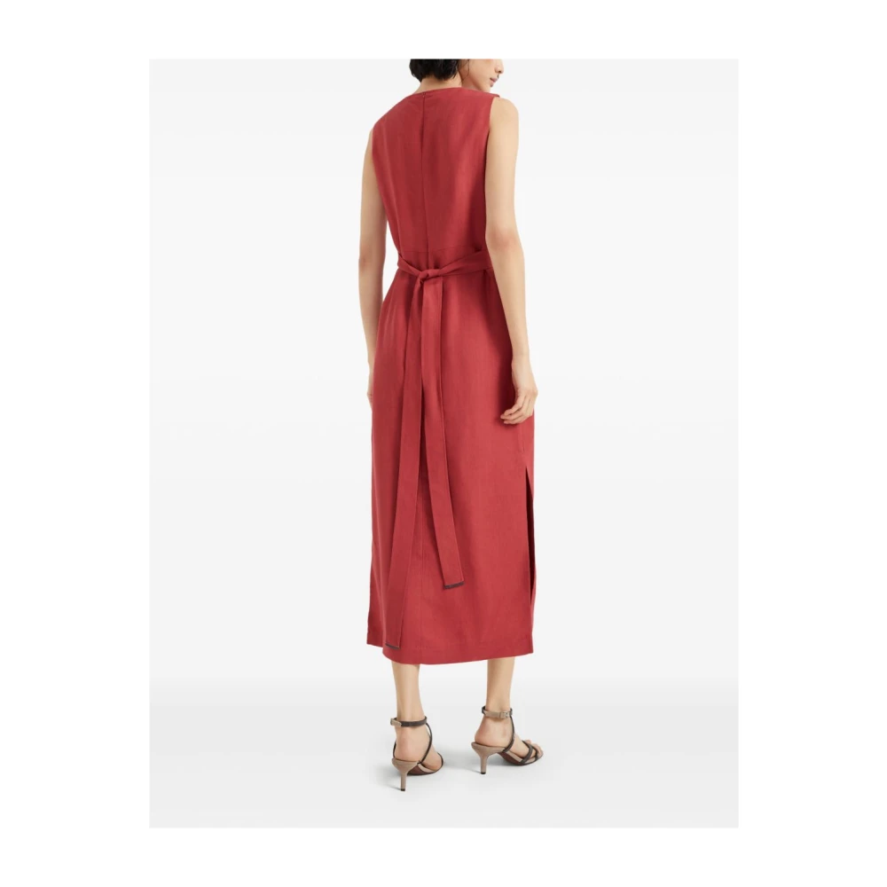 BRUNELLO CUCINELLI Gekruiste Jurk Stijlvol Red Dames