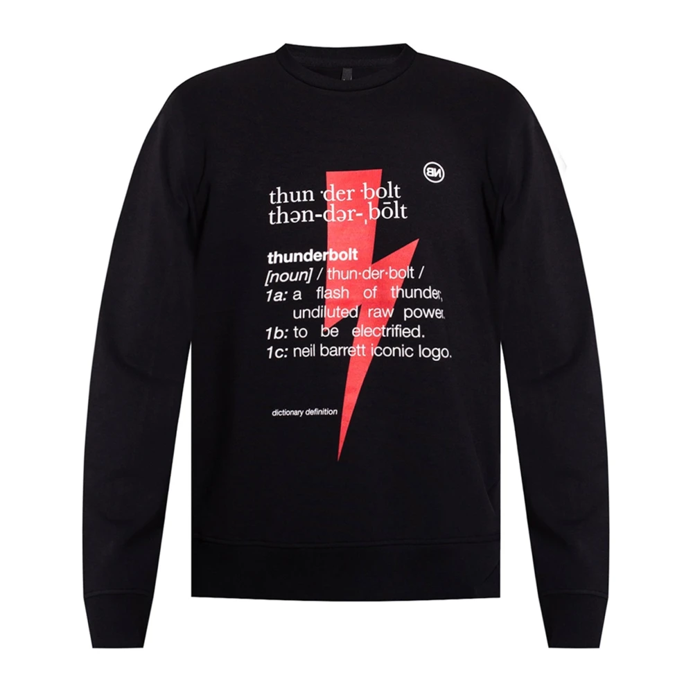Neil Barrett Men's Black Thunderbolt Printed Sweatshirt