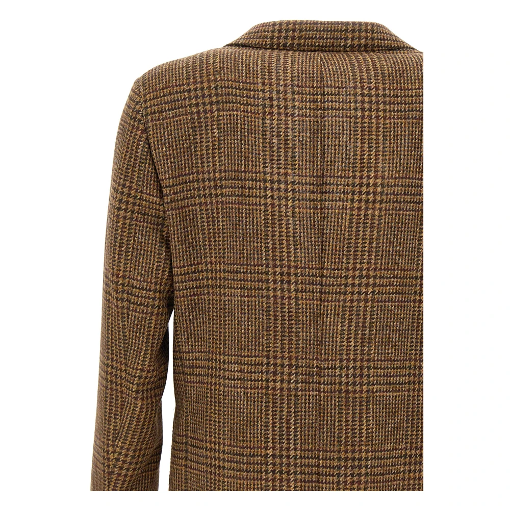 Fay Bruine Wollen Blazer Houndstooth Patroon Brown Heren