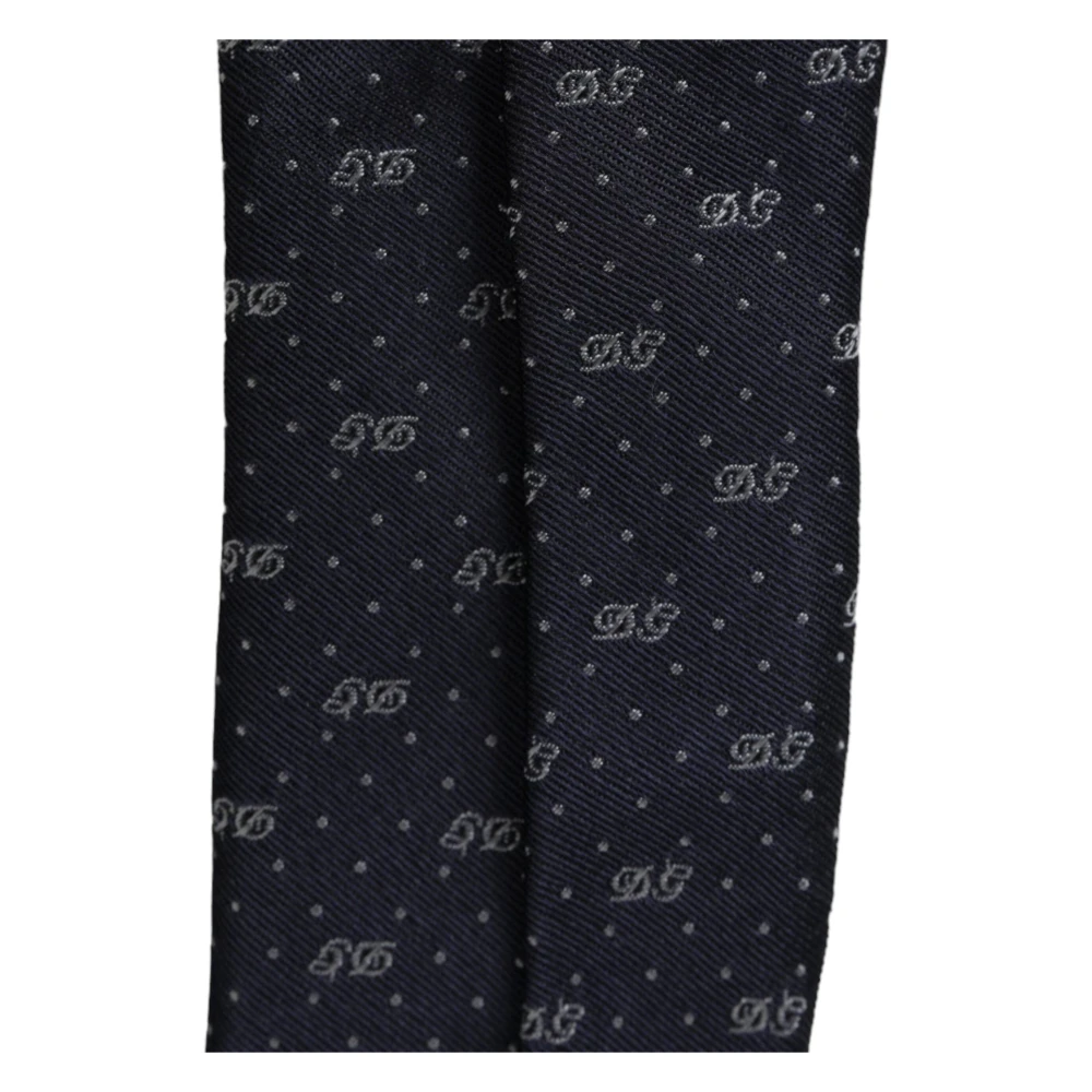 Dolce & Gabbana Blauwe DG Logo Zijden Stropdas Blue Heren