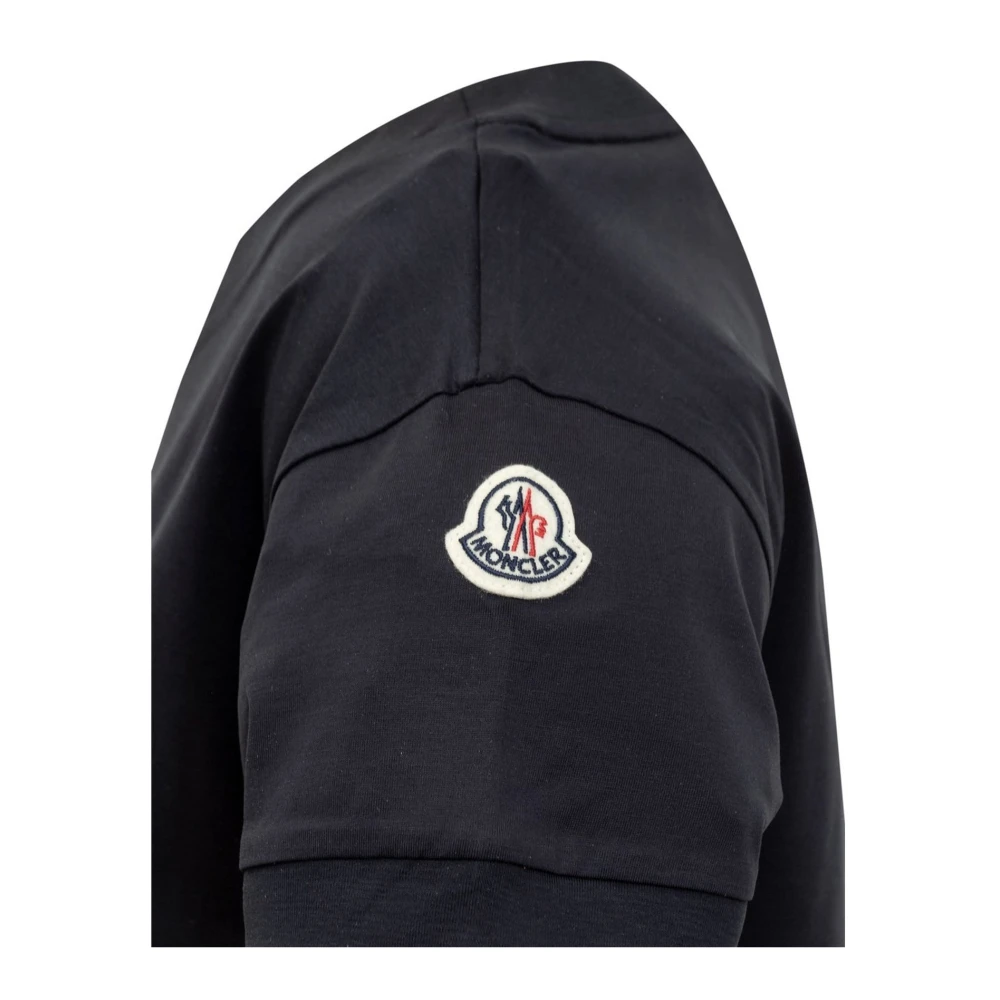 Moncler Logo Mini Jurk Katoen Korte Mouw Blue Dames