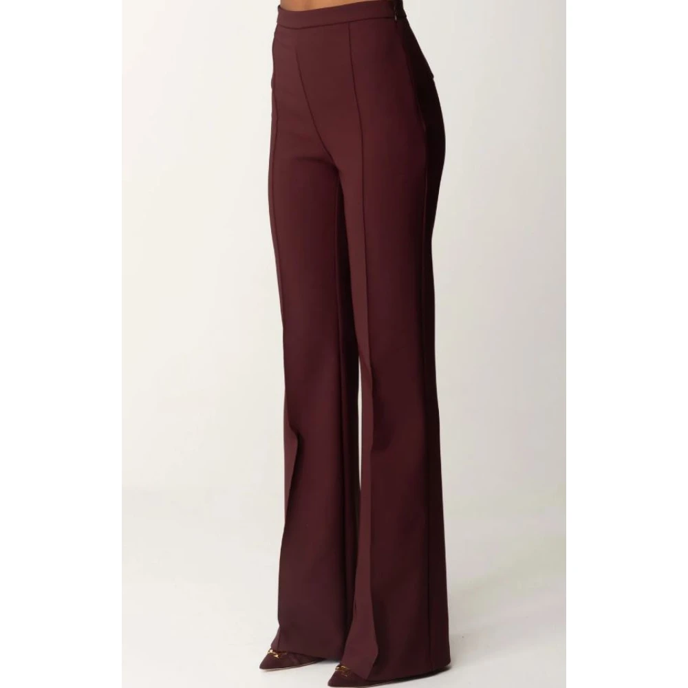Elisabetta Franchi Rode Palazzo Broek Hoge Taille Slim Fit Red Dames