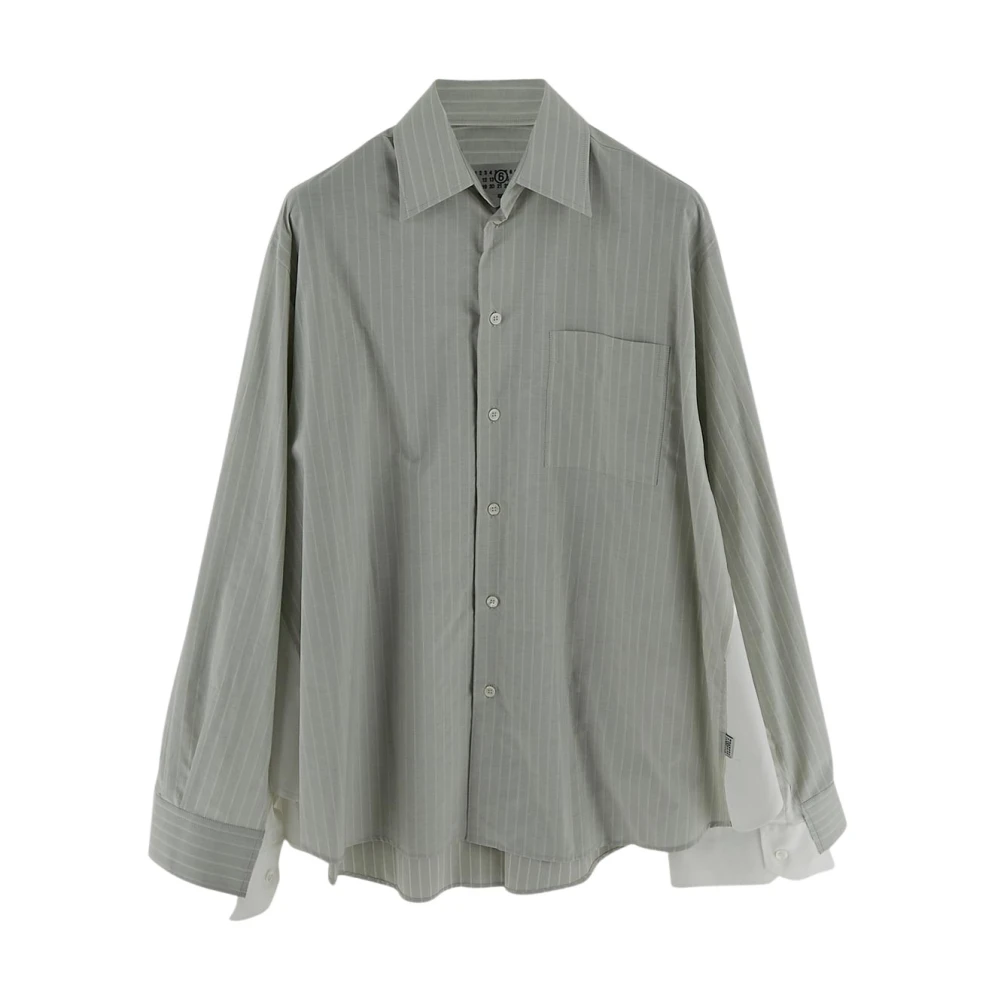 MM6 Maison Margiela Gestreept katoenen overhemd Green Dames