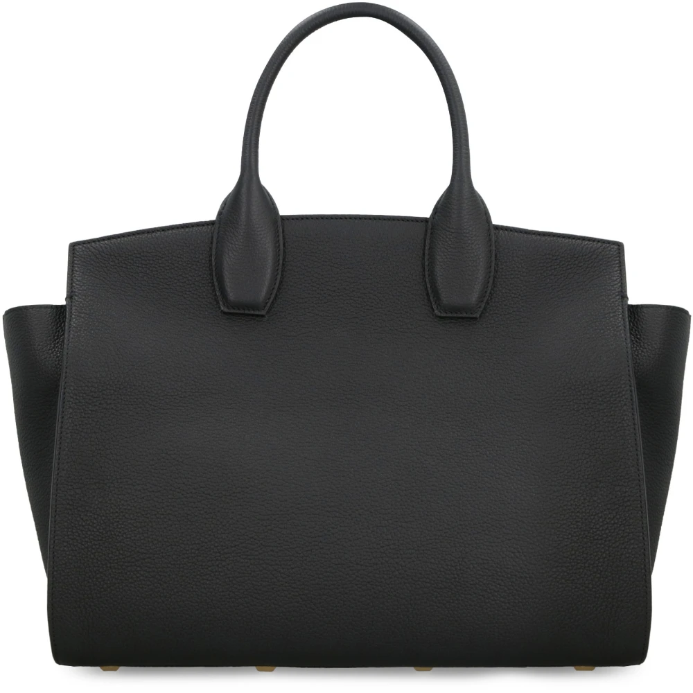 Salvatore Ferragamo Zachte leren handtas met sluiting Black Dames