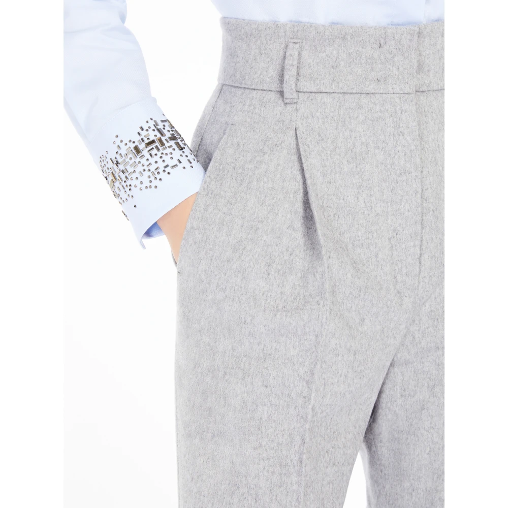 Max Mara Studio Hoge taille wollen broek grijs Gray Dames