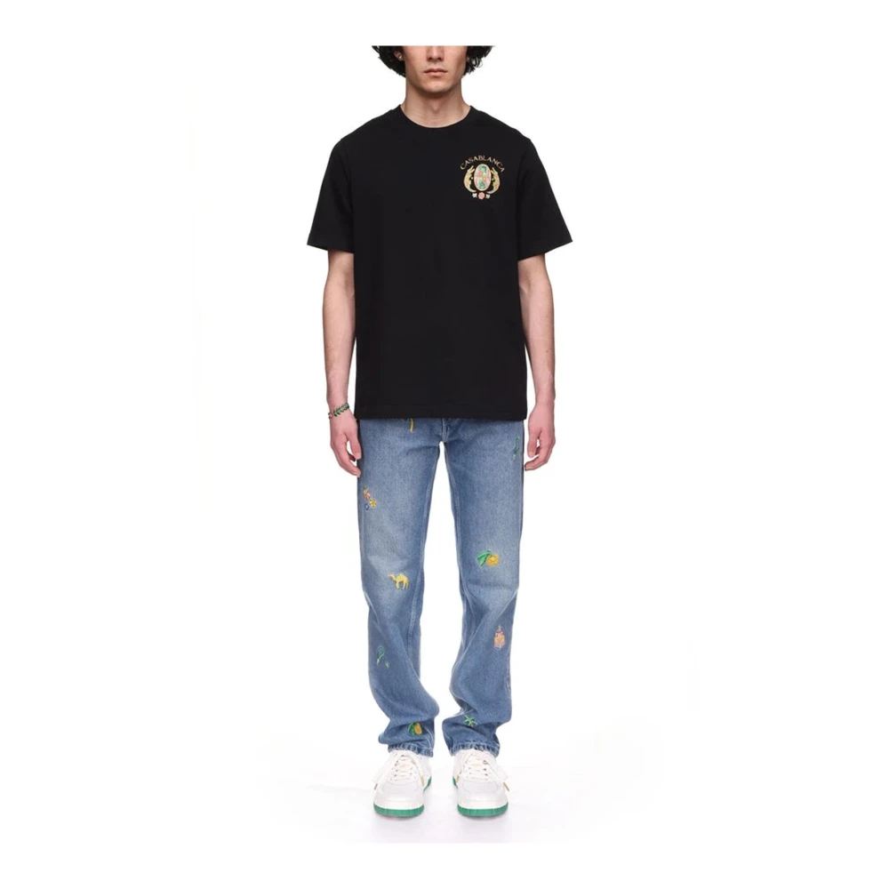 Casablanca Zwart Logo Print Katoenen T-shirt Black Heren