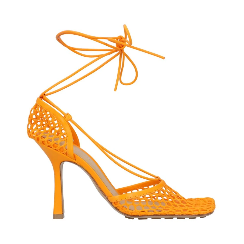 Bottega Veneta Donna Arancione - Tacchi Alti In Mesh Con Lacci Arancioni - Shoes - 36 Eu