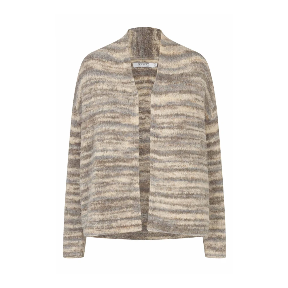 Masai Zachte Gebreide Vest Grijs Melange Beige Dames