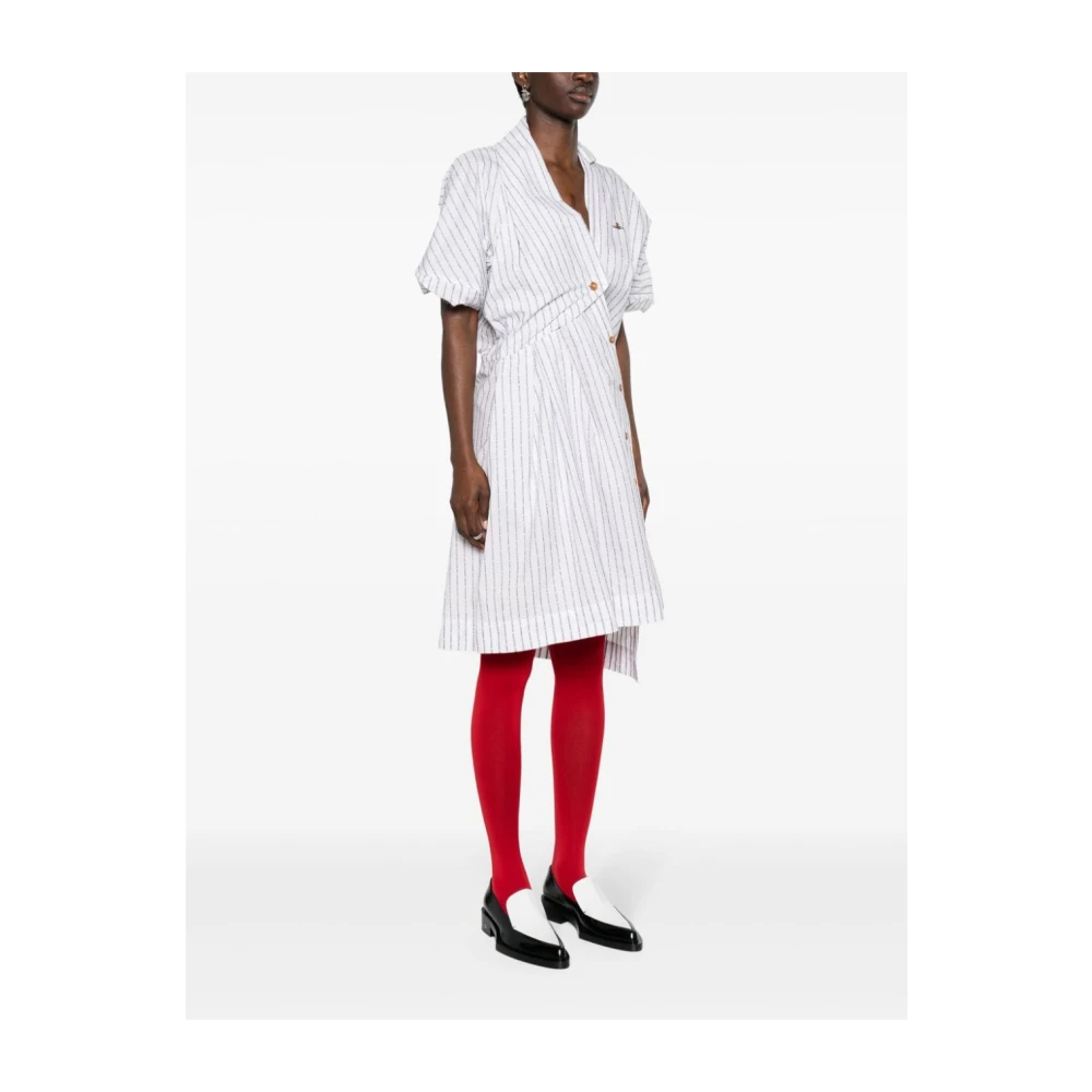 Vivienne Westwood Wit Asymmetrische Katoenen Jurk met Logo Print White Dames