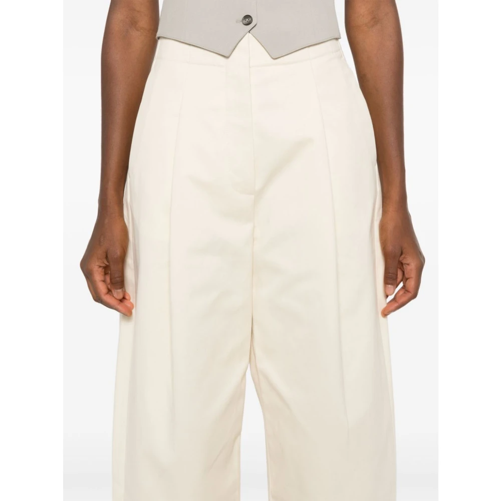 Studio Nicholson Beige Twill Weave Wide Leg Trousers Beige Dames