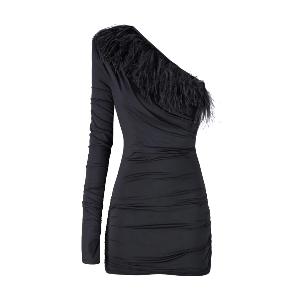 Aniye By Asymmetrische Veer Jurk Black Dames
