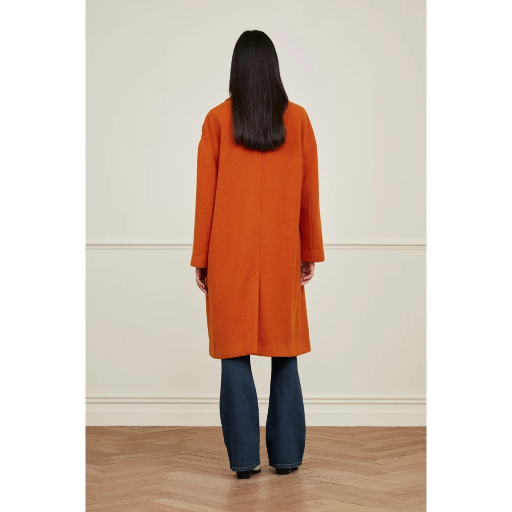 Fabienne Chapot Oversized Beth Coat met brede kraag Orange Dames