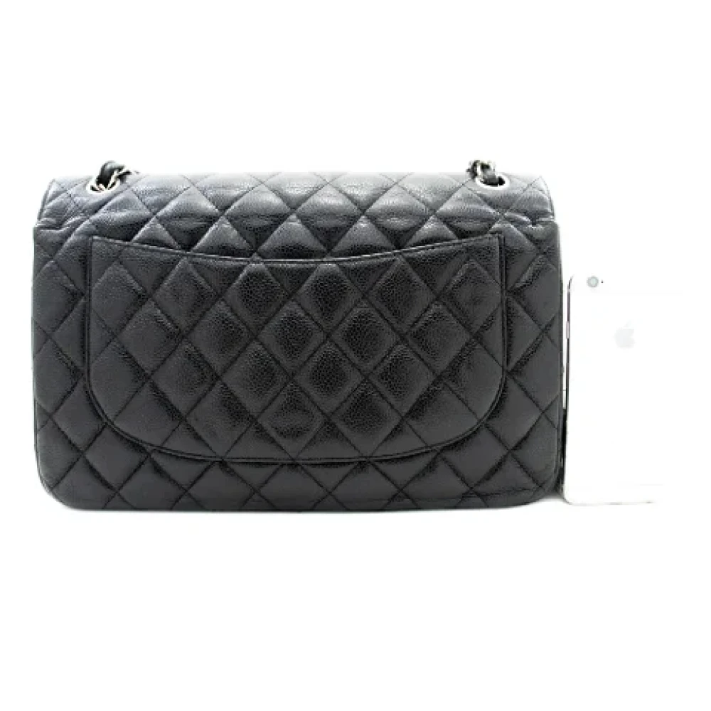 Chanel Vintage Tweedehands Zwarte Leren Chanel Schoudertas Black Dames