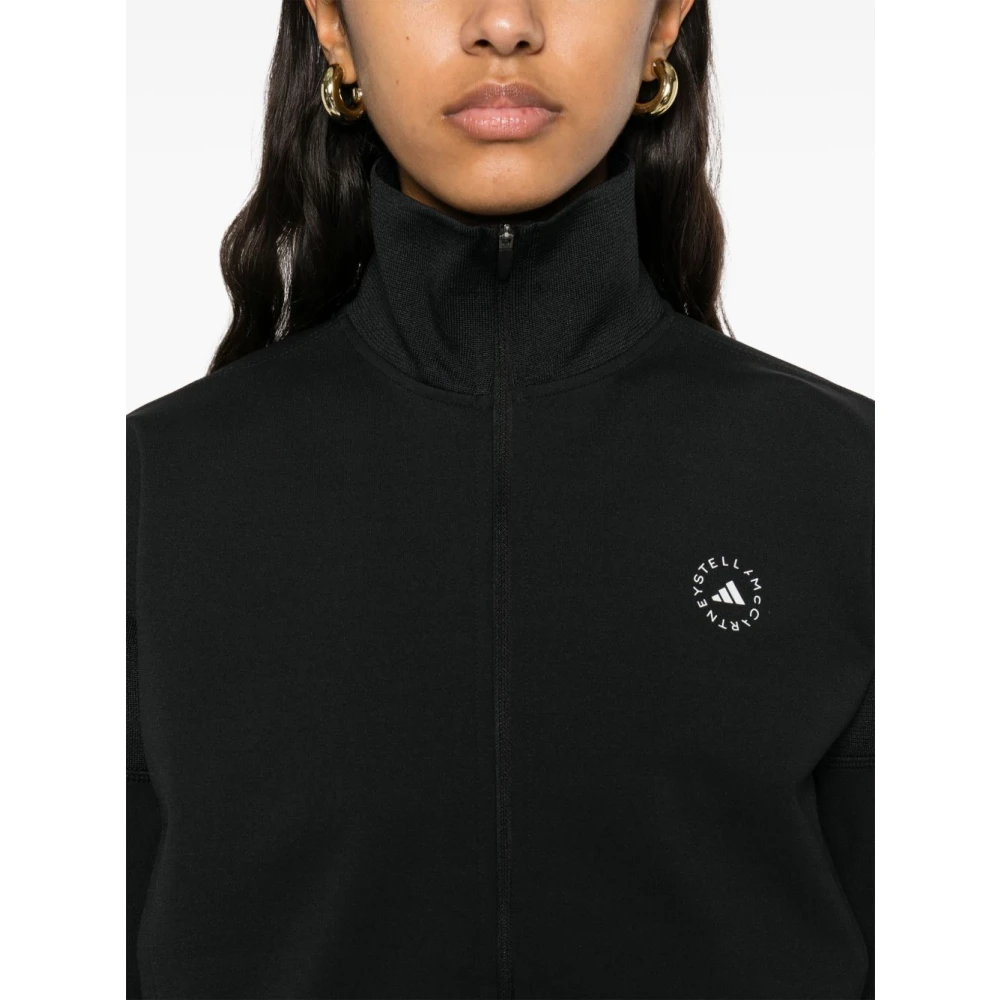 adidas by stella mccartney Zwarte Sweater met Rits en Logo Black Dames