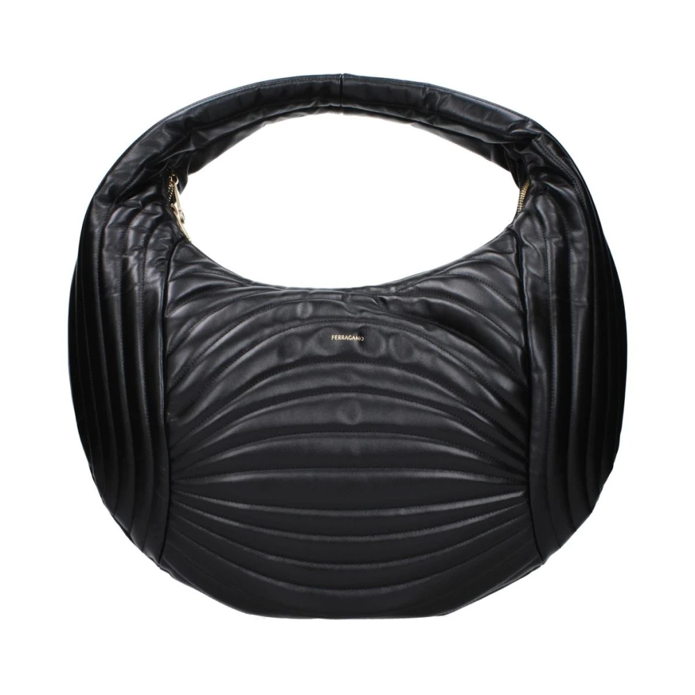 Ferragamo Women's Black Leather Handbag With Front Logo