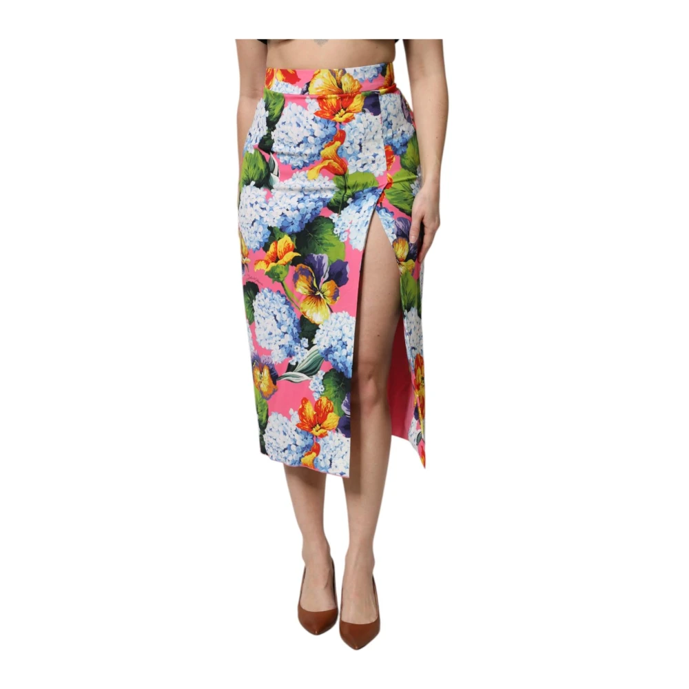 Dolce & Gabbana Women's Floral Print High Waist Midi Skirt
