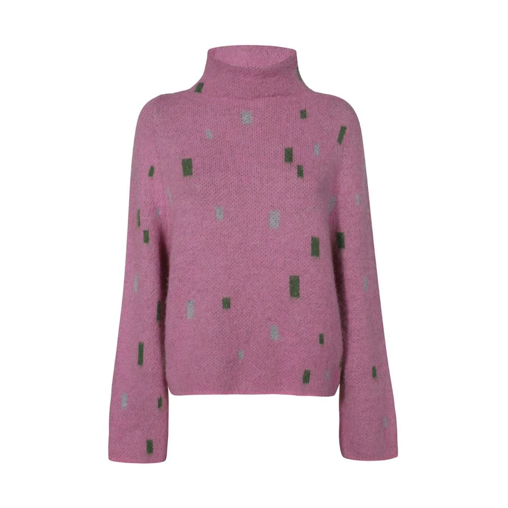 Emporio Armani Turtleneck Sweater met Geometrisch Patroon Pink Dames