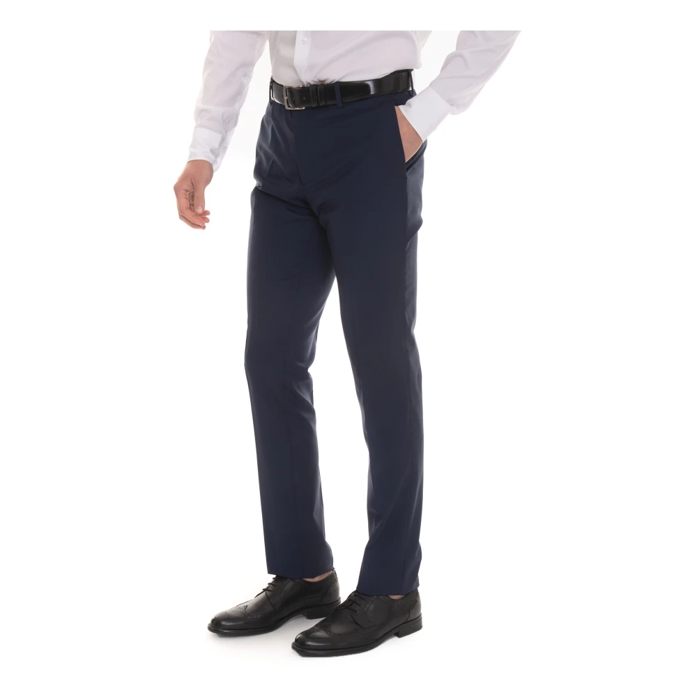 Paoloni Slim Fit 2-Knoops Pak met Zijopeningen Blue Heren