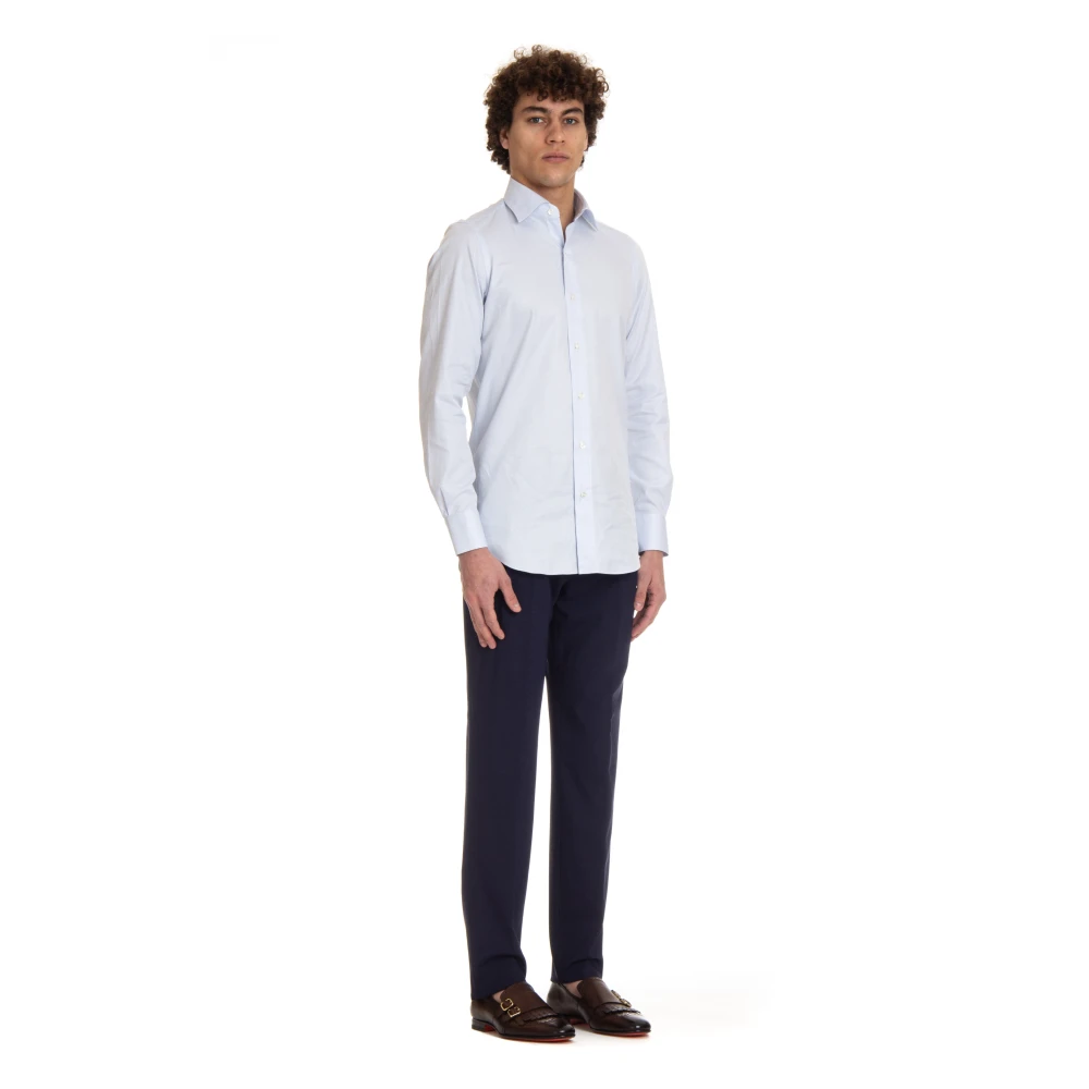 Finamore Heldere Blauwe Overhemd Blue Heren