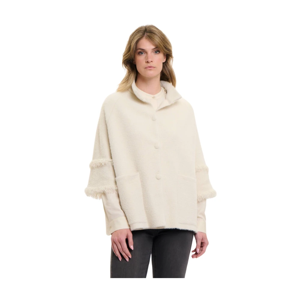 Rino&Pelle Cape Vest met Franje Detail Beige Dames