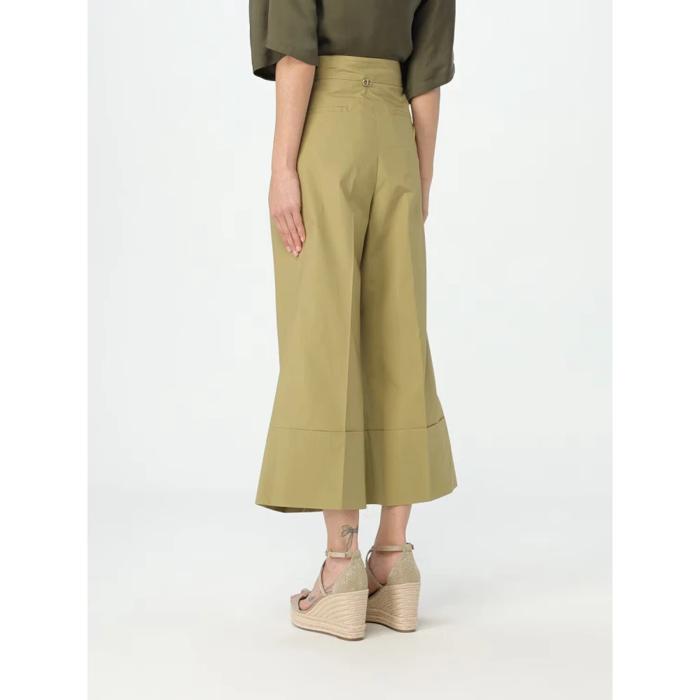 Twinset Straight Fit Popeline Broek Green Dames