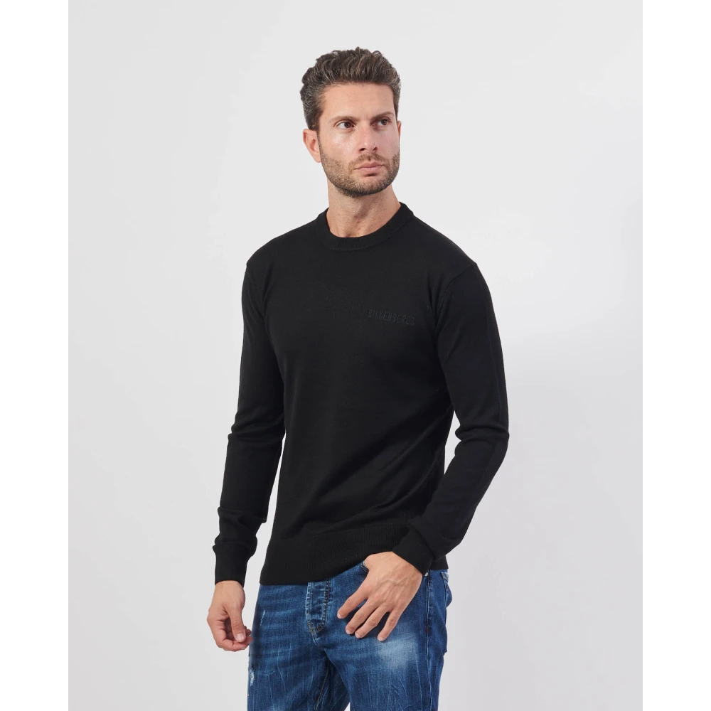 Bikkembergs Zwarte Sweater Basic Lange Mouw Black Heren