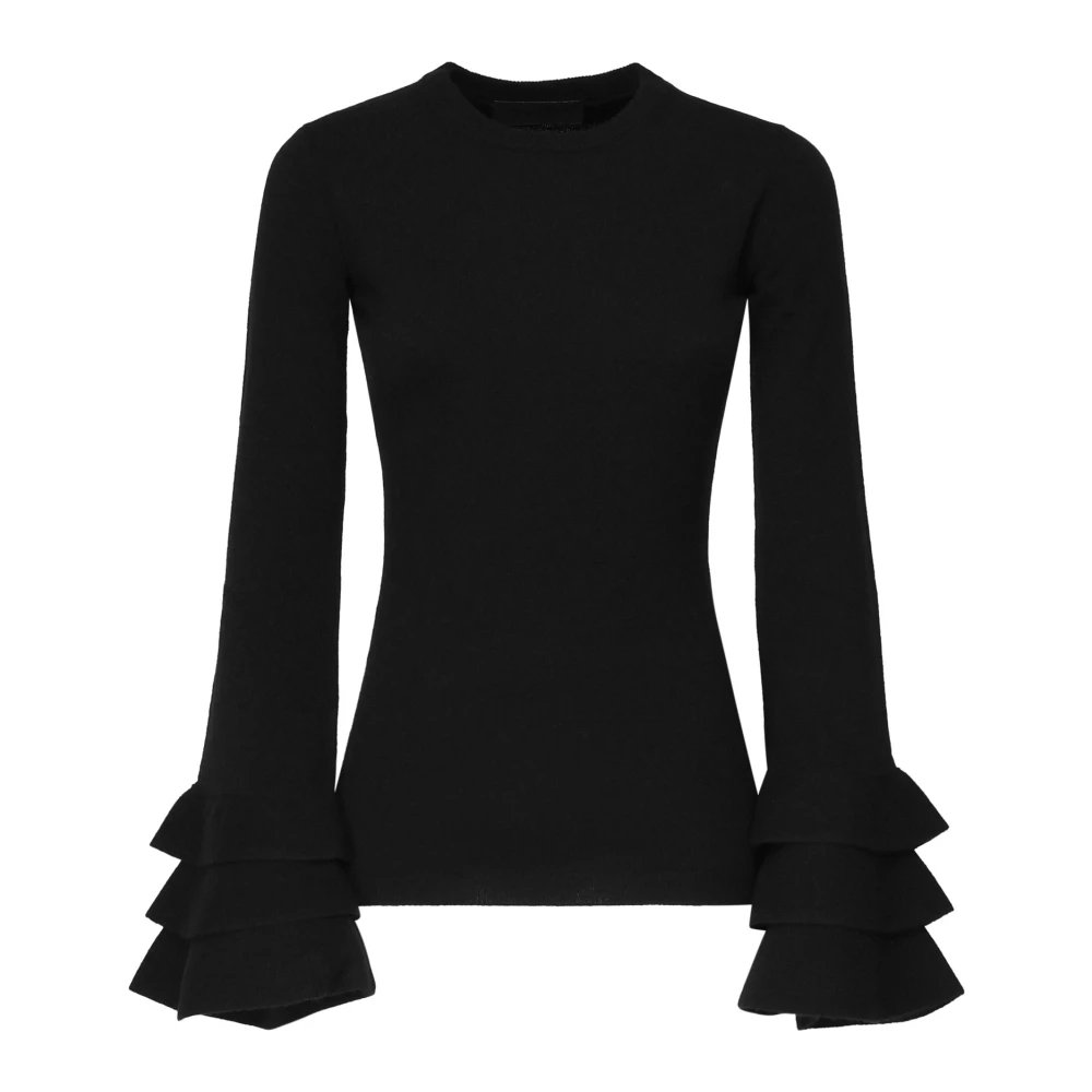 Valentino Garavani Zwarte Wol Viscose Pullover Sweater Black Dames