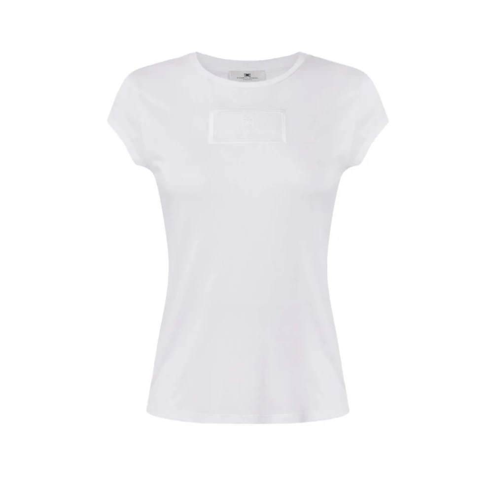 Elisabetta Franchi Jersey T-shirt met vleugelschouders White Dames