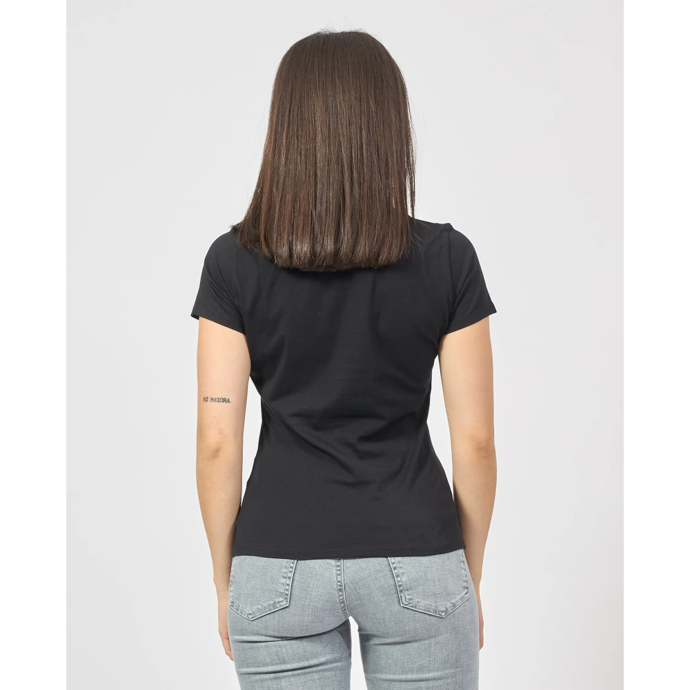 Hugo Boss Zwarte T-shirt met kristaldetails Black Dames