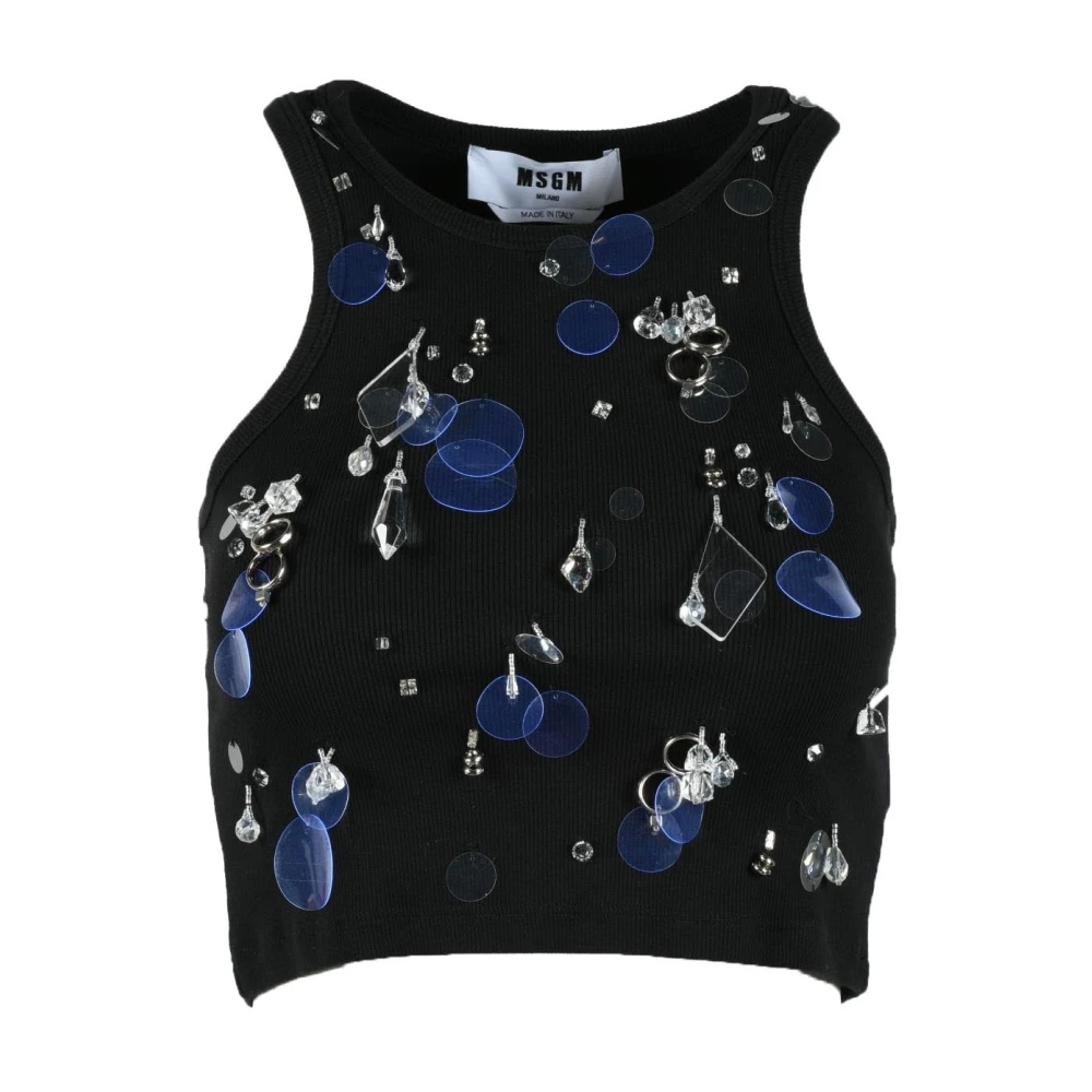 Msgm Katoen Elastaan Top Black Dames