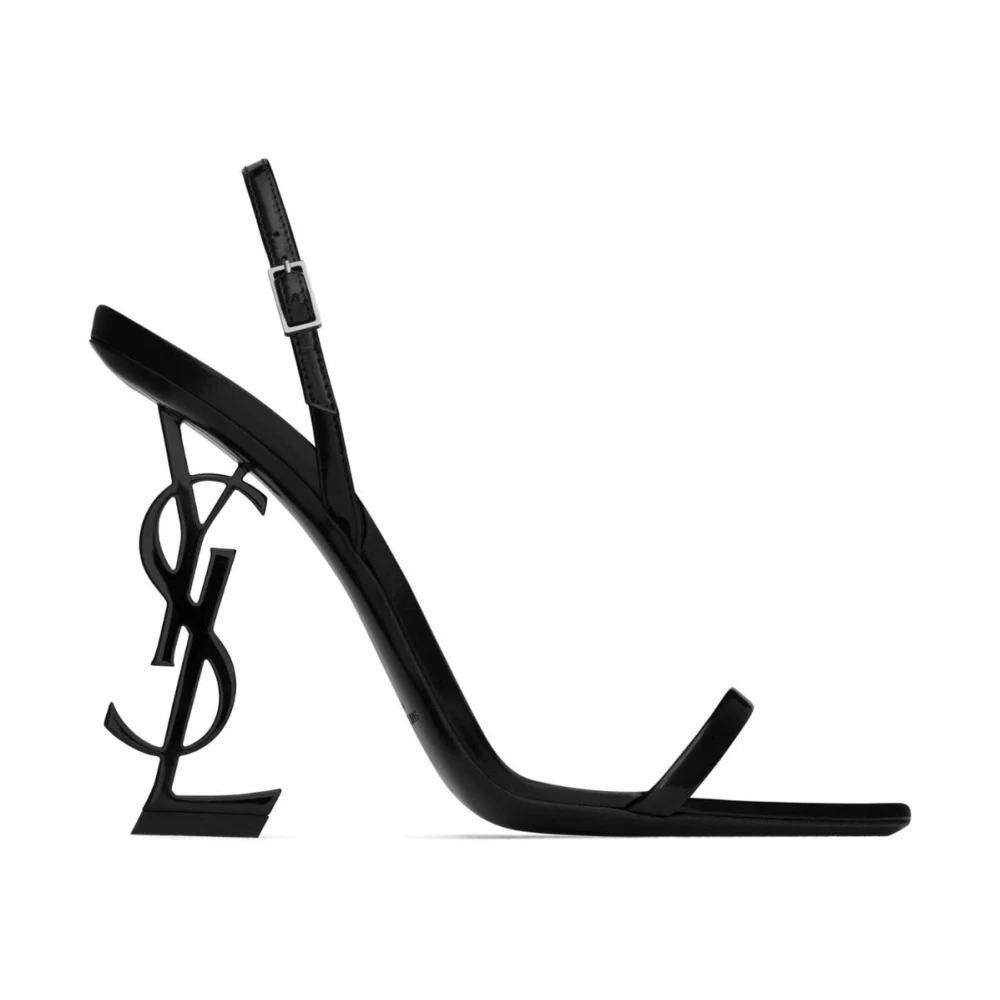 Saint Laurent Zwarte Opyum Leren Sandalen Black Dames