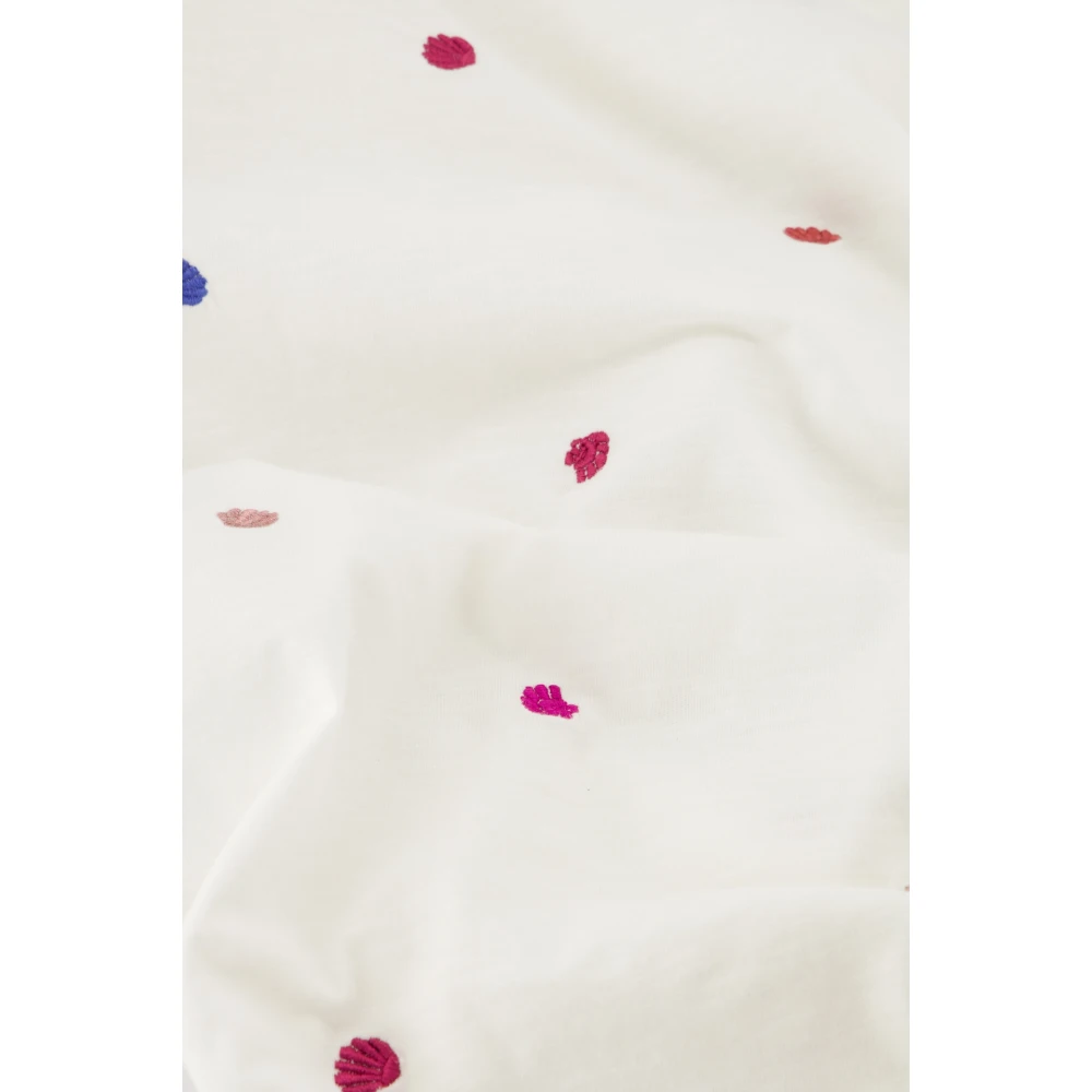 Fabienne Chapot Geborduurde V-hals T-shirt White Dames