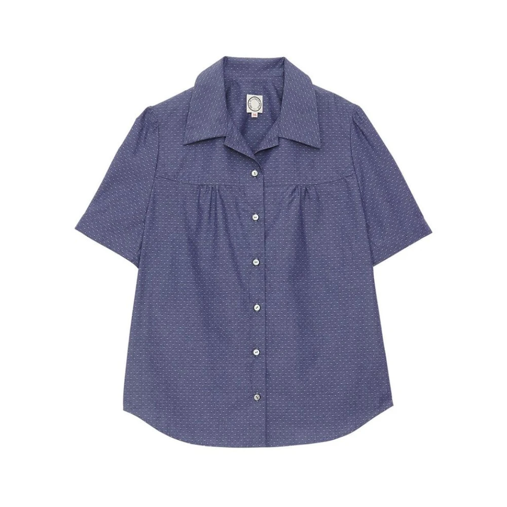 Ines De La Fressange Paris Blauwe korte mouwen blouse zomerstijl Blue Dames