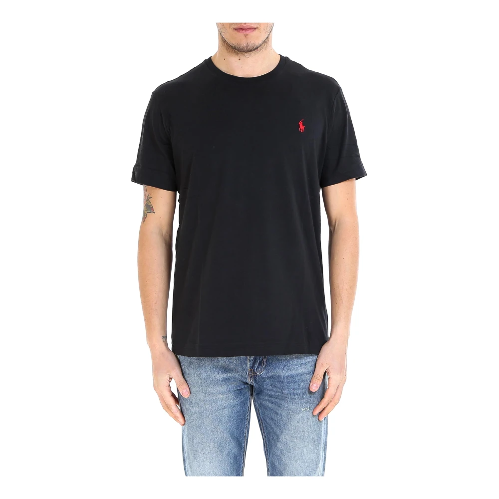 Polo Ralph Lauren Geborduurd Logo Katoenen T-Shirt Black Heren