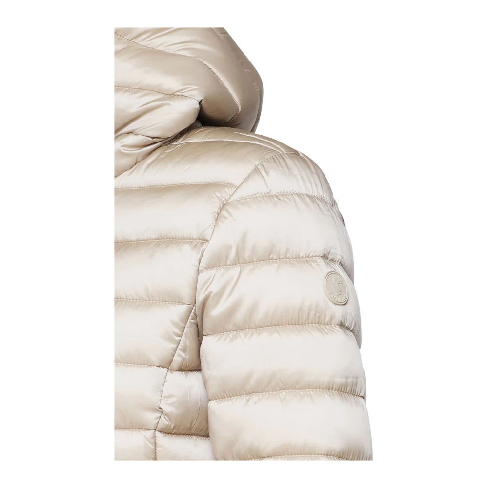 Save The Duck Gewatteerde Hoodie met Dubbele Rits Beige Dames
