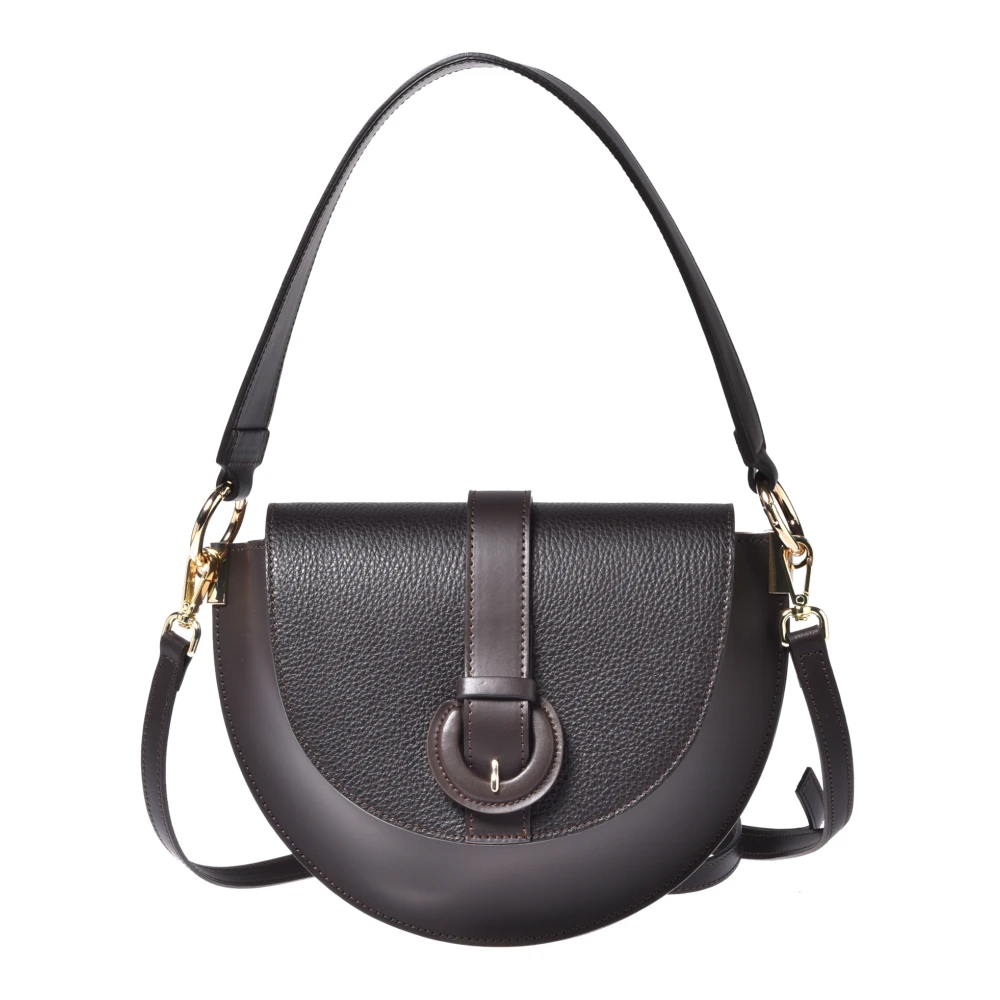 Baldinini Women's Brown Shoulder Bags, One Size, Dark Leather And Tumbled Leather Shoulder Bag