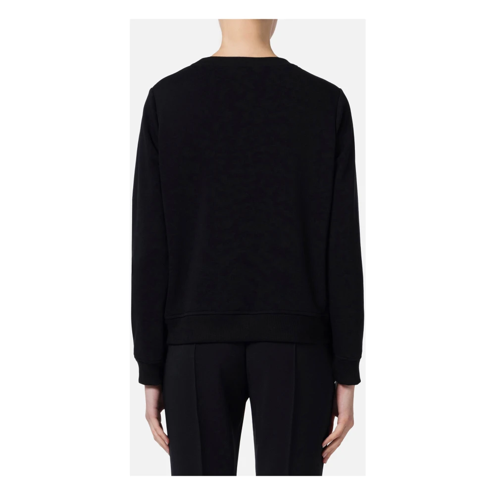 Elisabetta Franchi Zwart Sweatshirt met Print en Satijnen Banden Black Dames